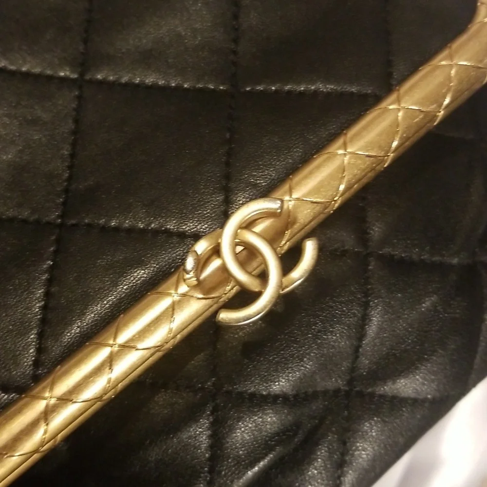 CHANEL Crossbody My Crush Vanity Lambskin Quilted Black Gold Bijoux Chain Handle - Picture 11 of 17